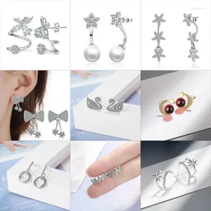 Boucles d'oreilles Stud Fashion Perle Butter Wave Bow enlacée pour les femmes Bijoux plaqué en argent de mariage en argent