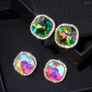 Boucles d'oreilles mode luxe bijoux couleur cristal strass carré pour femme couleur or boucle d'oreille accessoires Brincos WX035