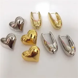 Boucles d'oreilles en métal épais pour femmes et filles, bijoux à la mode, en forme de cœur, goutte d'eau, cadeaux de fête classiques, E2405