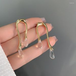 Boucles d'oreilles mode métal résine larme tendance gouttes d'eau transparentes balancent pour les femmes cadeau