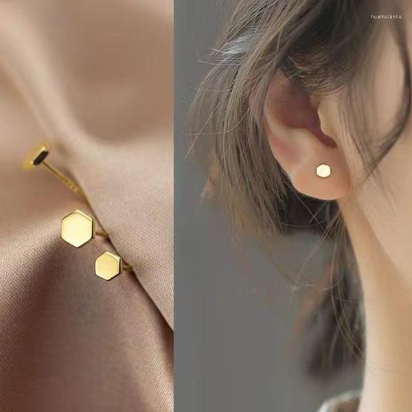 Boucles d'oreilles Mini géométriques pour femmes, 6/8mm, couleurs argent/or/noir, bijoux à breloques en acier inoxydable, 1 paire
