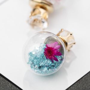 Boucles d'oreilles mode moderne femmes boule de verre cristal Zircon fleur accessoires bijoux jolie fille GiftStud