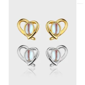 Boucles d'oreilles à la mode en pierre de lune, cœur d'amour pour femmes et filles, Piercing de fête, bijoux cadeau Eh2227