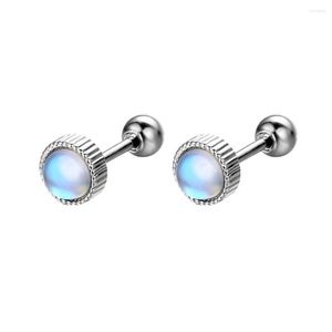 Boucles d'oreilles Stud Fashion Moonstone Round Percing Piercing Oreing For Women Girls Birthday Jewelry Pendientes