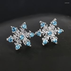 Boucles d'oreilles mode océan bleu couleur cristal boucle d'oreille mignon flocon de neige pour les femmes fleur luxe bijoux saint valentin cadeau