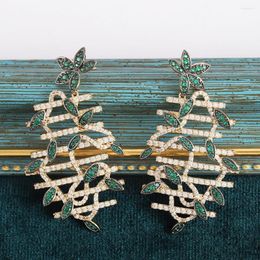 Boucles d'oreilles mode branche d'olivier feuille de luxe pour les femmes bijoux de fête de Banquet exagérés beaux accessoires de mariage
