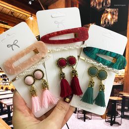 Stud -oorbellen Fashion Pearl Hair Clips Barrettes Hoofddeksels en Tassel oorbel voor vrouwen trendy acrylhoofdtooi zoete meisjes accessoires