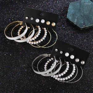 Oorknopjes Mode Parel Hoepel Set Voor Vrouwen Geometirc Zilver Kleur Metalen Cirkel Brincos 2023 Trend Sieraden Gift