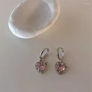 Boucles d'oreilles mode rose pêche coeur goutte pendentif pour femmes Egirl doux Cool esthétique accessoires bijoux