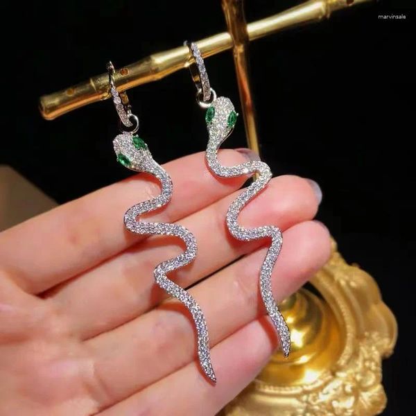 Boucles d'oreilles étalon rock rock punk serpent boucle d'oreille or argent couleur zircon brillant zircon pending femelle vintage fête d'anniversaire cadeau