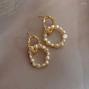 Boucles d'oreilles mode cercle rond naturel Baroque perle d'eau douce 14K or rempli femme glands bijoux pour femmes cadeaux