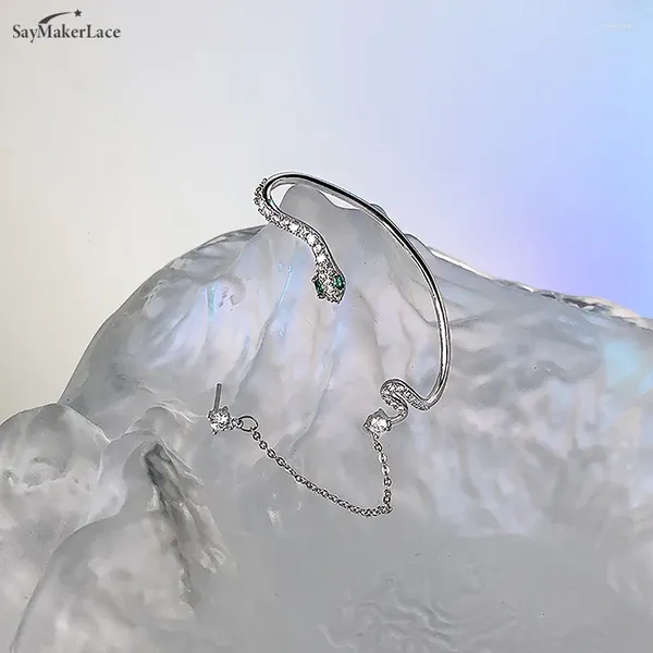 Boucles d'oreilles en forme de serpent en Zircon brillant pour femmes, manchette d'oreille de tempérament, légères, de luxe, Cool, bijoux de fête