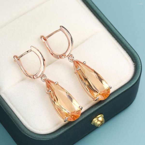Boucles d'oreilles à tige mode argent couleur bijoux goutte cristal gemme conviennent aux cadeaux de fête d'engagement de mariage des filles des femmes