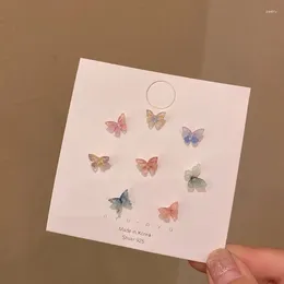 Boucles d'oreilles étalon mode simple bonbon couleur fée papillon pour femmes mini mignon papillons hypoallergéniques