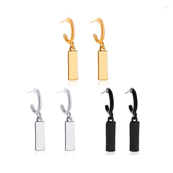 Pendientes de tuerca a la moda, Metal geométrico Simple, encantador, para mujer, Color dorado, plateado, negro, elegante, joyería de fiesta para mujer