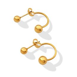 Stud-oorbellen mode kleine 18k gouden bonen voor vrouwen titanium staal u-vormig balontwerp na oorrang drop