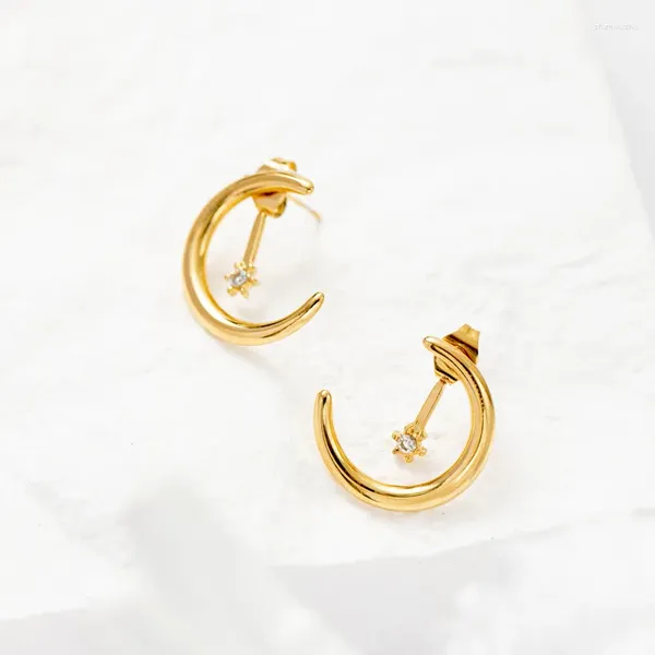 Boucles d'oreilles mode acier inoxydable lune couleur or titane oreille bijoux femmes