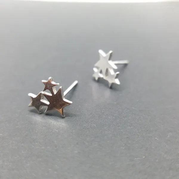 Pendientes de tuerca Estrellas de moda Estrella de plata de ley 925 pura para mujeres Niñas Regalos de joyería femenina