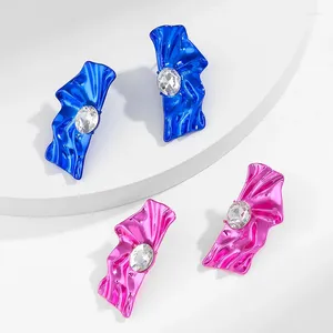 Boucles d'oreilles Punk en gros métal coloré, Texture géométrique irrégulière, Hyperbole, cristal de Zircon, bijoux Glamour