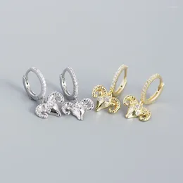 Boucles d'oreilles à clous en forme de tête de mouton, Style à la mode, boucle d'oreille plaquée or, argent, Zircon, bijoux de charme élégants pour dames