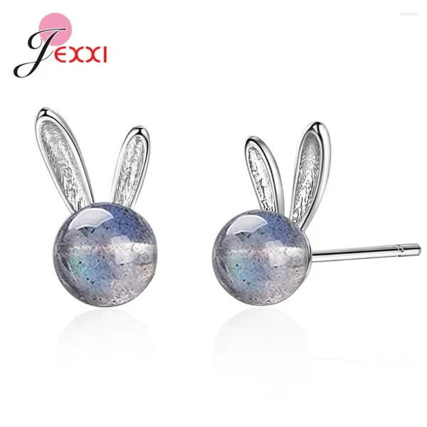 Boucles d'oreilles Stumps Fashion Style Étudiant / Girls Stodts d'oreille à vendre 925 Crystals bleu rond en argent sterling