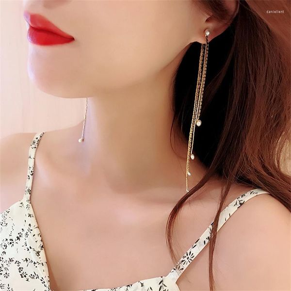 Boucles d'oreilles à tige mode glands Vintage Zircon perles femmes Aretes pour bijoux de créateur 2023