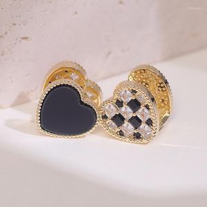 Pendientes de tuerca moda tendencia luz lujo exquisito negro blanco doble cara amor pendiente regalo banquete mujer joyería 2023