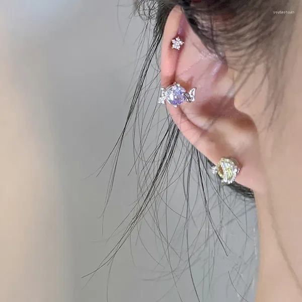 Boucles d'oreilles à tige tendance, Collection étoile, clous percés, Cartilage, zircone multicolore, bijoux doux