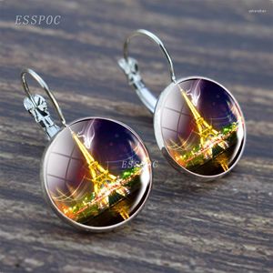 Boucles d'oreilles mode femmes bijoux France Paris tour Eiffel motif verre Cabochon crochet pour amis voyage cadeau