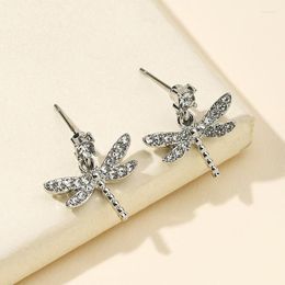 Stud Oorbellen Mode Vrouwen Strass Kristal Legering Dragonfly Drop Hanger Vrouwelijke Luxe Shine Boutique Sieraden