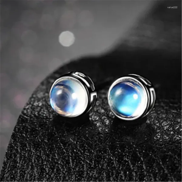 Pendientes de tuerca para mujer, joyería romántica para boda, pendiente de piedra lunar de Color elegante, luz de luna azul