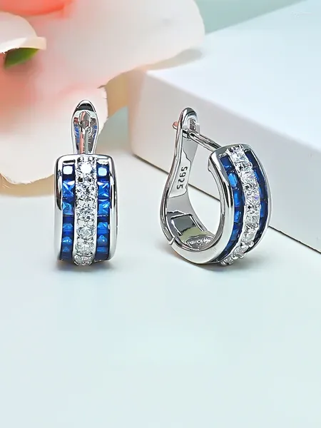 Boucles d'oreilles à tige en argent pur 925, ensemble de trésors colorés, à la mode et de luxe, style Instagram, avec diamants à haute teneur en carbone, bijoux de mariage