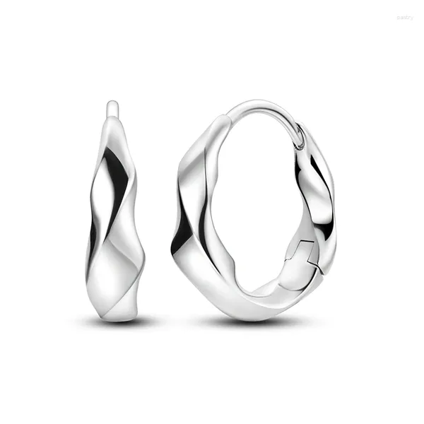 Pendientes de tuerca de plata de ley 925 minimalistas y de moda, metal curvado medio, joyería de fiesta para mujer