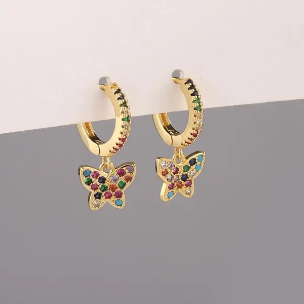 Pendientes de tuerca con microincrustaciones de circonita para mujer, a la moda y sencillos, lazo, colorido, combina con todo, tendencia Funky, accesorios