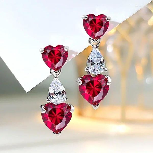 Boucles d'oreilles à la mode de luxe amour trésor coloré 925 bague de mariage en argent sterling avec des bijoux de conception de diamant à haute teneur en carbone