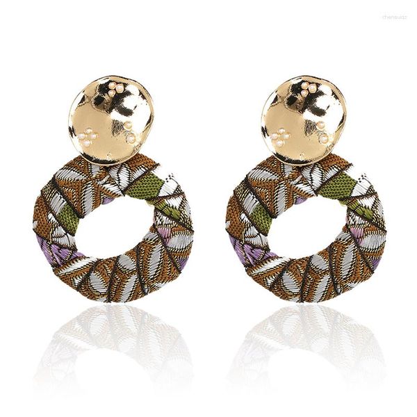 Boucles d'oreilles Style à la mode pour femme Ornements de pendentif haut de gamme en tissu haut de gamme emballé