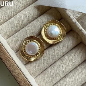 Stud Oorbellen FashionJewelry 925 Zilveren Naald Textuur Metaal Gesimuleerde Parel Voor Vrouwelijke Meisje Gift Fijne Accessoires Vintage Stijl