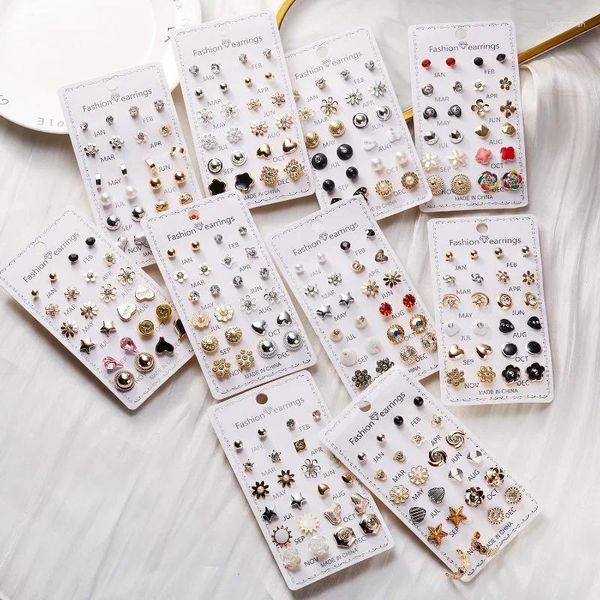 Pendientes de botón Conjunto de perlas de imitación 12 pares Moda coreana para mujer Borla simple para niñas Mujeres Orejera