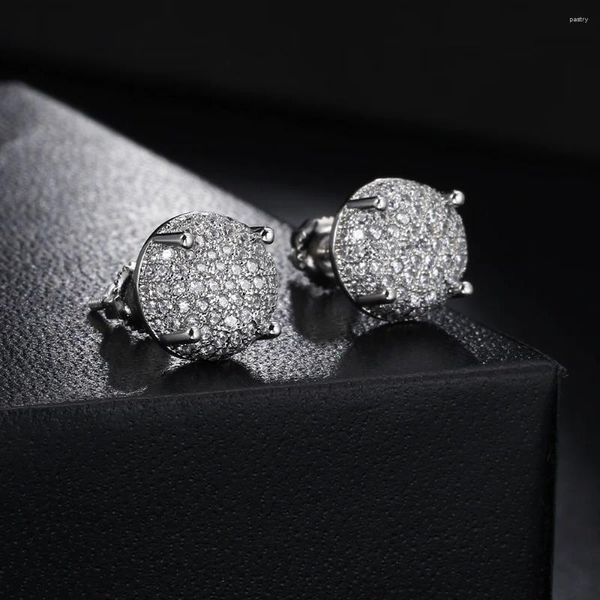 Boucles d'oreilles étalon femelle autrichienne cristal rond boucles argentées couleur blanc zircon hip hop mariage pour femmes cadeaux de bijoux masculins ohe162