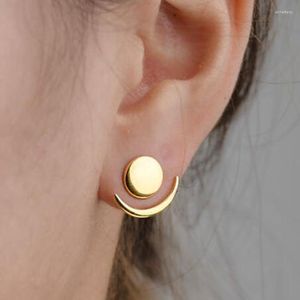 Boucles d'oreilles femme géométrique ronde personnalité mode croissant mignon cache-oreilles soleil lune coucher de soleil en gros