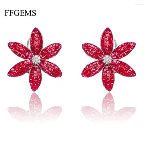 Boucles d'oreilles Stud Ffgems Design 925 Silver Drop Brow Bring Created Nano Emerald Fine Jewelry For Women Lady Engagement Mariage Party Boad