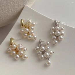 Boucles d'oreilles FFLACELL mode coréenne été chaîne de raisin perle gland goujons pour femmes fille personnalité bijoux