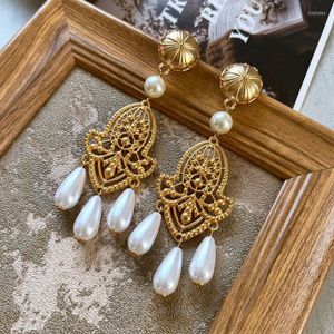 Boucles d'oreilles en filigrane Vintage, pendentif en forme de larme, perles, accessoires d'oreille, bijoux pour femmes