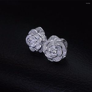 Boucles d'oreilles Fine 925 en argent Sterling Rose fleur bourgeon boucle d'oreille pour les femmes mode saint valentin cadeaux classique fête bijoux de mariage