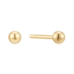 Boucles d'oreilles à tige, bijoux fins, orbe délicat, petites boules rondes minimalistes, boucles d'oreilles perlées en or jaune massif 14 carats pour femmes ou hommes