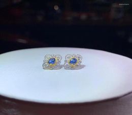 Boucles d'oreilles Fine Sapphire naturel pour les femmes argent avec 925 Sterling Sliver Platinum Placing Heart WeddingAmpbirthday Jewelry4791173