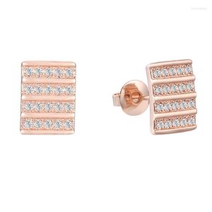 Stud -oorbellen FJ 9 mm rij kristal voor vrouwen 585 Roségouden kleur sieraden
