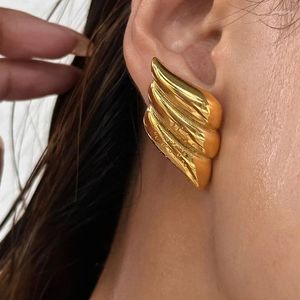Boucles d'oreilles étalon déclaration de l'aile flamanto en acier inoxydable pour les femmes bijoux
