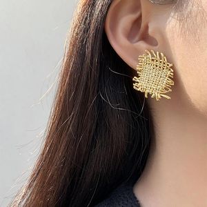 Stud Oorbellen Flashbuy Ontwerp Boho Gevlochten Onregelmatige Geometrische Vrouwen Vintage Goth Metal Earring Sieraden Accessoires