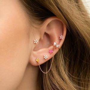 Stud Oorbellen Platte Tragus Schelp Oor Kraakbeen Piercing Set Voor Vrouwen Y2k Leuke Bloem Goud Kleur Chic Earing Sieraden KCE138